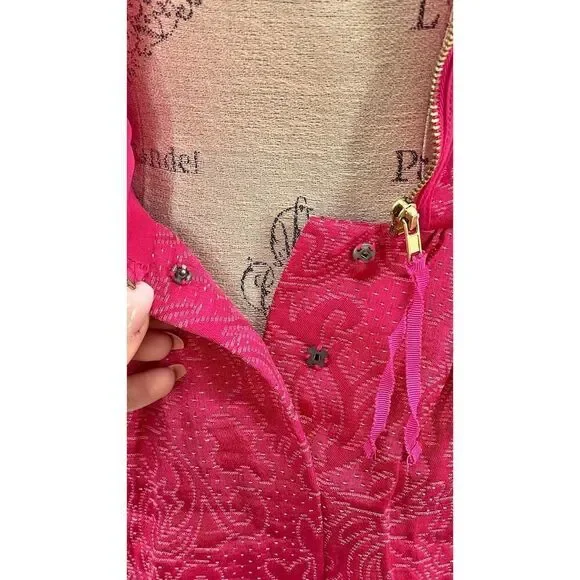 H&M Pink Lace Embroidered Flutter Sleeves Crewneck Flared Mini Dress US 4 - Picture 5 of 12